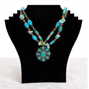 Turquoise Statement Necklace | Southwestern Style | Semiprecious Stone | Pendant
